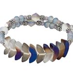 ALEX AND ANI new ꥟ Deity Wrap Glass Bead Bangle Bracelet ꥟ River ꥟ Deep Blues ꥟ Photo 14