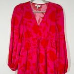 Kate Spade x Target Womens Size XXS Bright Red Pink Linen Blend Long Sleeve Midi Photo 1