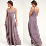 Lulus NWT  Dusty Leading Role Taupe Mauve VNeck Maxi Dress Bridesmaid Formal Sz S Photo 1