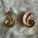 Conch Swirl Goldtone Pierced Earrings Gold Photo 1