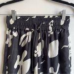 frame denim FRAME Drawstring Lounge Pants Cotton Silk Black White Abstract Print Wide Leg XS Photo 4