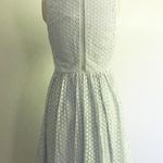 Lace V Neckline Flared Pleated Dress Blue Photo 3