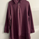 Soft Surroundings  Quarter Zip Burgundy‎ Tunic Pullover Sweatshirt Size 3X Photo 0
