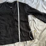 Eileen Fisher  100% Irish Linen Top 3/4 Sleeve Button Down V Neck Women's Small Photo 7