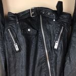 American Eagle Women’s Black Faux Leather Asymmetrical Zipper Motorcycle Jacket Photo 2