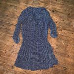 Joie  soft navy blue drawstring waist size 10 split neck polka dot dress Photo 2