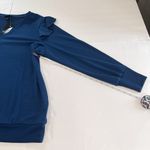 Torrid NWT Blue French Terry Ruffle Shoulder Pullover V Neck Sweatshirt Size 1X Photo 8