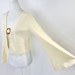 Callahan New Open Front Ring Bell Sleeve Ribbed Vera Top Creme Photo 10