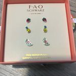 FAO Schwarz Fruit Stud Earrings Gift Set Crystals Silver Plate By Preciosa. Yellow Photo 3