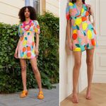 STAUD Mini Milla Dress in Citrus Kaleidoscope Multicolor Puff Sleeve in Size 0 Photo 3