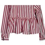 ZARA striped Long Sleeve Peplum Fitted Bodice Lightweight Blouse S Red White Photo 6