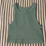 Turquoise high neck fitted tank top Green Photo 0