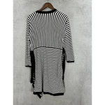CAbi  Cardigan Women Small Black Striped‎ Open Front Long Oversized Cotton Preppy Photo 5