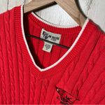American Vintage Arkansas Razorbacks Vintage 90s Red V Neck Sweater Cable Knit Vest Womens XXL Photo 2