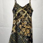 Princess Polly  Lucci Mini Dress Size US 4 Black Yellow Gold Sunflowers Chains Photo 0