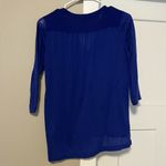 H&M Blue Buttoned Bib Collar Top Photo 2