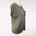 Bar III Olive Faux Leather Pocket Back Zip Tee Stretch Small Photo 6