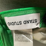 Stand Studio Cia Cap Hat Faux Leather Grained Bright Green One Size NWT Photo 5