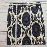 J.Crew Factory Stretch Blue Cream Pencil Skirt Size 8 Photo 8