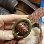 Fossil Woven Leather Belt Sz M Brass Tone Hardware Photo 5