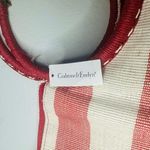 NWT CRABTREE & EVELYN Red White Striped Wrapped Circular Handles Beach Tote Photo 3