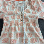 Anthropologie  White Blouse with Orange‎ Pattern Photo 3