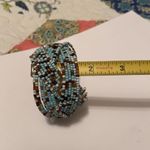 Women’s Cuff Stretchy / Adjustable Bead Costume Bracelet Blue / Brown Beaded Photo 4
