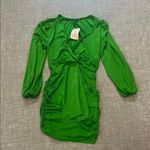 SheIn Green Bodycon Dress with Bishop Sleeves and V-Neck Photo 0