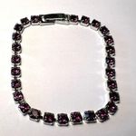 Handcrafted bracelet with sparkly amethyst Swarovski crystal Silver Photo 0