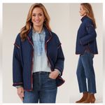 Democracy  Cotton Long Sleeve Funnel Neck Quilted Embroidered Edge Jacket Small Photo 2