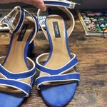 Ann Taylor blue and white strappy wedges size 7.5 Photo 4