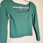 Free People Intimately Green Square Neck Long Sleeve Shirt Womens L Gorpcore Top Photo 2