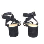 Loeffler Randall  Emi Block Heel Sandals Black Suede Leather Open Toe‎ Women's 9 Photo 5