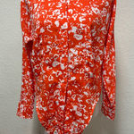 Nine West  Orange and White Tie Front Blouse Size XS Photo 0
