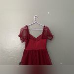 Lulus Lulu’s Brightly Beloved Wine Red Tulle Tiered Puff
Sleeve Midi Dress Size Medium Photo 12