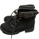Universal Threads Universal Thread Danica Black Micro Suede Sweater Cuff Combat Boots Womens 6 Photo 0
