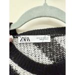 ZARA  Diagonal Stripe Long Sleeve Knit Sweater Dress Black/White Women's Size M Photo 2
