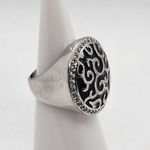 18K GE White Gold & Black Swirl Design Ring (4.75) Silver Photo 3