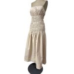 Majorelle Midi Dress Revolve Vanna Strapless Smocked Bust Beige Photo 5