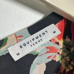 Equipment  Dress Women M Black Floral 100% Silk Long Sleeve Cocktail Party Photo 5