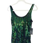 Revolve h:ours NWT  Zafiro Sequin Green Iridescent Asymmetric Hem Midi Dress Photo 3
