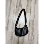 Betsey Johnson Black Faux Leather Shoulder Bag | Soft Hobo Purse with Kiss Print Photo 3