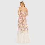 Mac Duggal  5671 Beige V Neck Floral Embellished Spaghetti Strap Gown Dress Photo 5