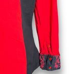 Vintage Collection Red Black Floral Embroidered Long Sleeve Western Shirt Large Red Photo 5