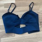 SET michael lo sordo silk navy cut out high slit crop top skirt set Size 2 Photo 7