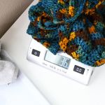 Crocheted Long Skinny Scarf Multicolor Brown Blue Gold Y2K Boho Speckled Artsy Photo 3