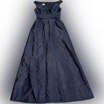 Alfred Sung NWOT Midnight Off the Shoulder Satin Gown Navy D11S 8 R Photo 3