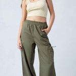 PacSun La hearts linen Blend wide leg cargo pants women’s size small olive green Photo 0