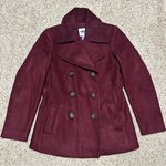 Old Navy Burgundy  Double Breasted Short Pea Coat Photo 0