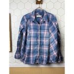 We The Free  Seeking Starlight Plaid Cotton Gauze Chambray Shirt - Size - Small Photo 5